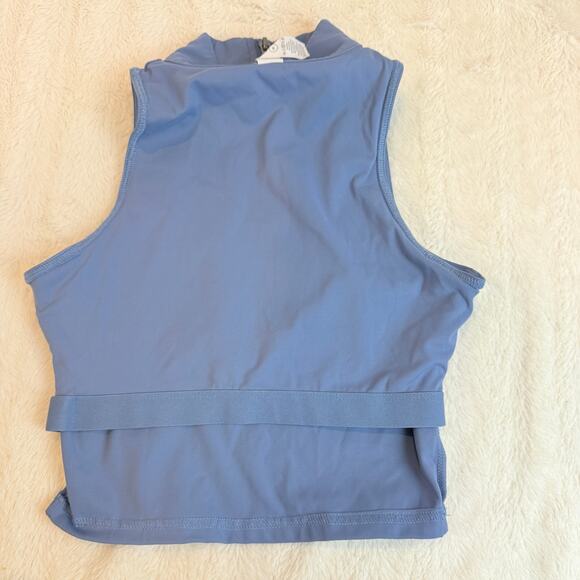 Balance Athletica Workout Top Stretch Spots Bra Yoga M Blue Cropped Zip Up - Picture 6 of 10